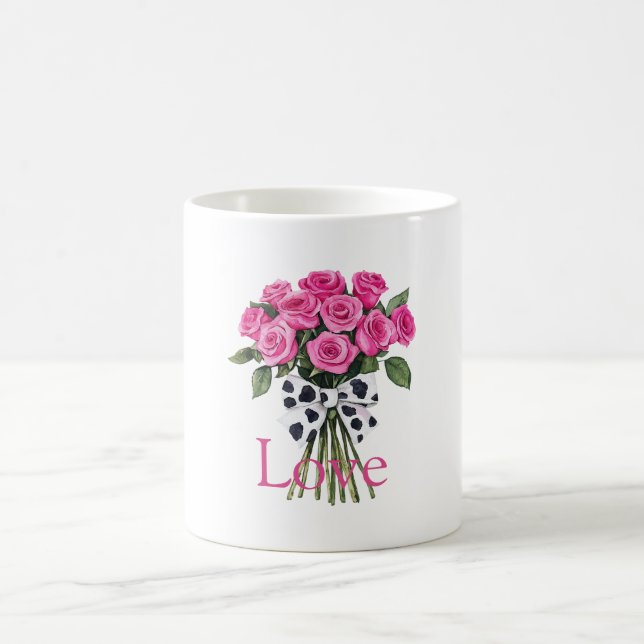Caneca De Café Pretty Pink Roses Western Cow Print Bow (Centro)