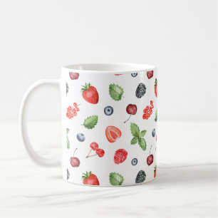 Caneca De Café Pretty Watercolor Berry Pattern Kitchen