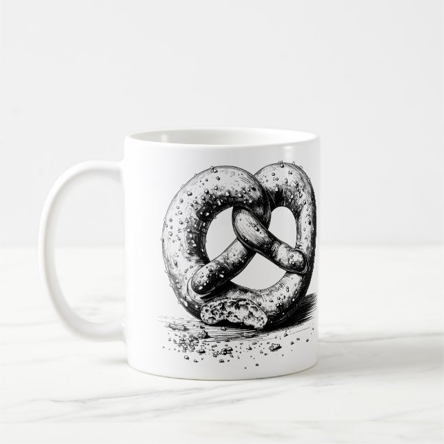 Caneca De Café Pretzel com crosta Impressão preto (Esquerda)