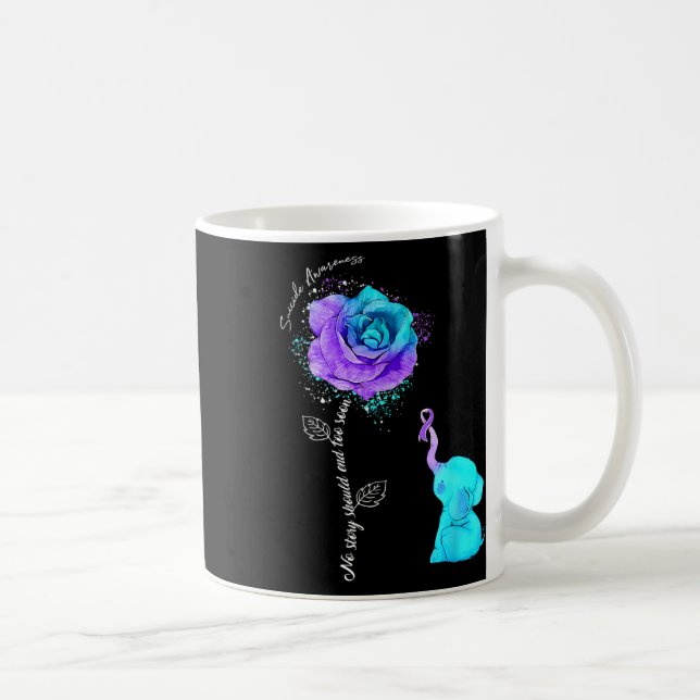 Caneca De Café Prevenção ao suicídio Sensibilização Elefante Flor (Direita)