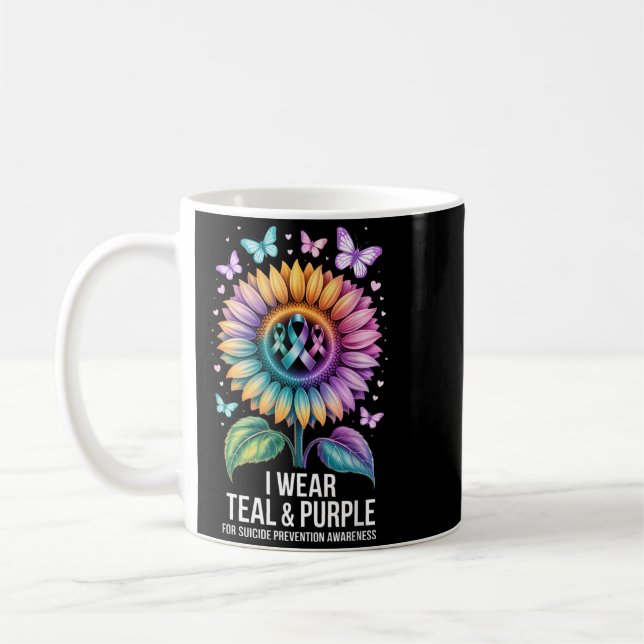 Caneca De Café Prevenção Conscientização Fita Roxa Azul Lua (Esquerda)