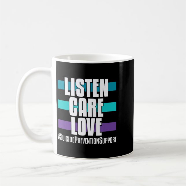Caneca De Café Prevenção Ouça Cuidado Amor _ Para Apoiantes (Esquerda)