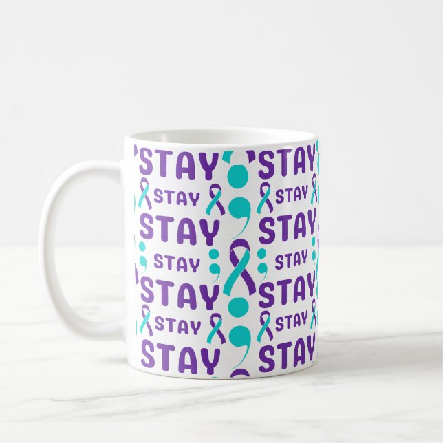 Caneca De Café Prevenção suicídio STAY Semicolon (Esquerda)