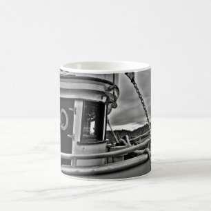 Caneca De Café Previsão de Barcos de Pesca b-w
