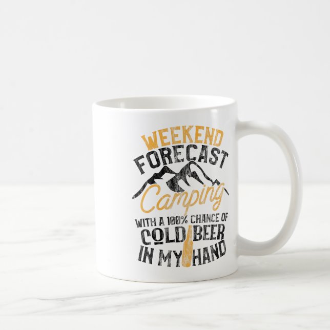Caneca De Café Previsão de Fim de Semana de Acampamento Divertido (Direita)