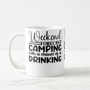 Caneca De Café Previsão do Fim de Semana Acampando Com Chance de