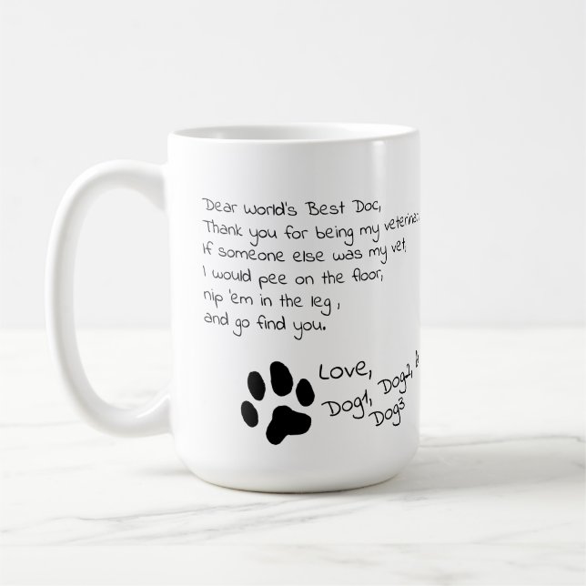Caneca De Café Prezado Veterinário Múltiplos Nomes de Animais de  (Esquerda)