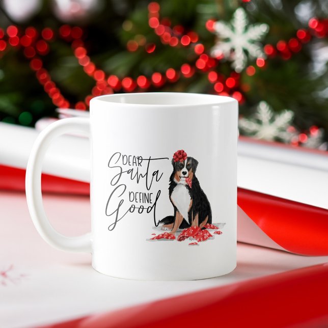 Caneca De Café Prezados Papais noeis Definem Uma Boa Aquarela De  (Dear Santa Define Good Naughty Dog Watercolor Coffee Mug)