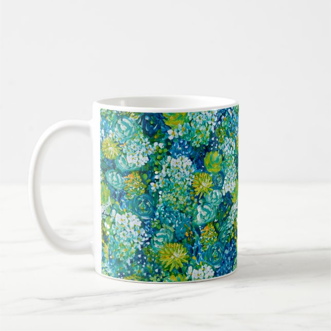 Caneca De Café Primavera azul-jubilante e moderno verde (Esquerda)