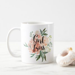 Caneca De Café Primavera Blush e Peach Watercolor Floral Girl Bos