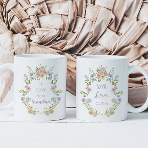 Caneca De Café Primavera bonito Flores selvagens Ama Sua Avó