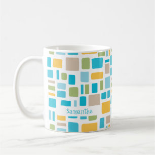 Caneca De Café Primavera Cores Wonky Squares e Retângulos