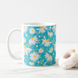 Caneca De Café Primavera Daisies - Azul Brilho