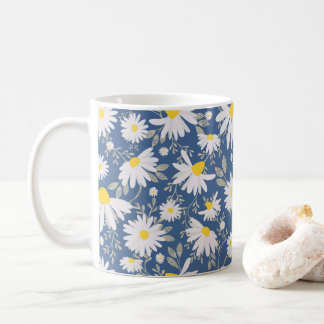 Caneca De Café Primavera Daisies - Azul escuro