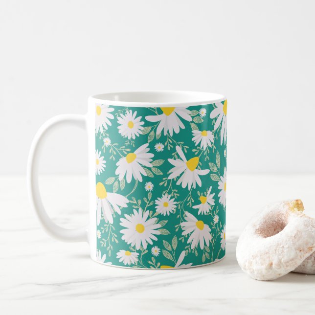 Caneca De Café Primavera Daisies - Verde brilhante (Com Donut)