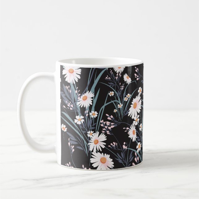 Caneca De Café Primavera Daisy Floral Seamless Design (Esquerda)