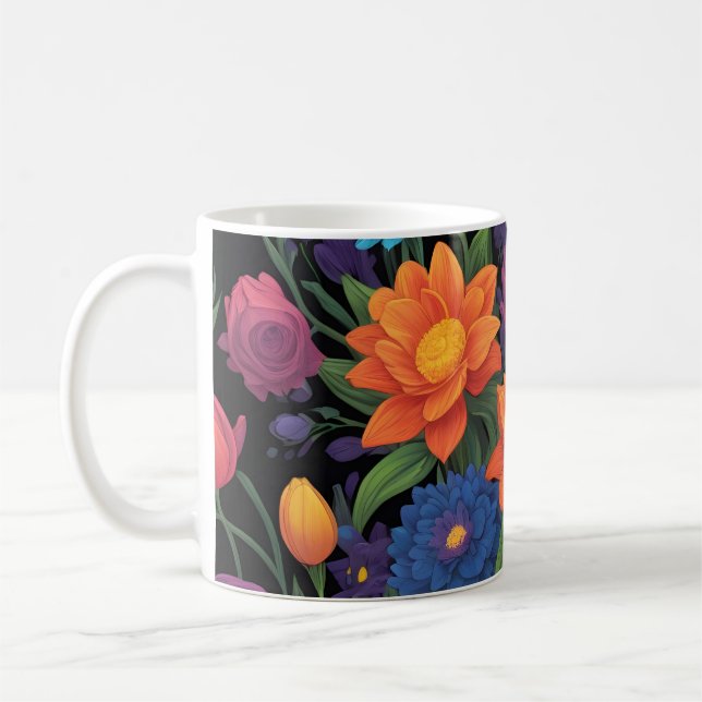 Caneca De Café Primavera floral colorido (Esquerda)