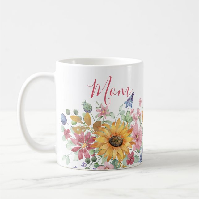 Caneca De Café Primavera Floral Personalizada Mãe (Esquerda)