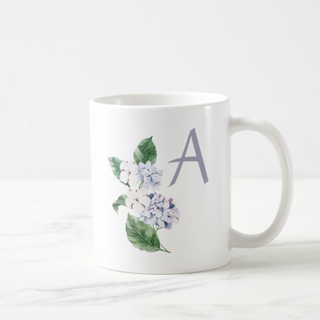 Caneca De Café Primavera HYRDANGEA com letra personalizável (Direita)