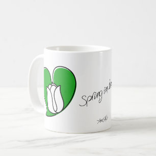 Caneca De Café Primavera in Love - Tulipas brancas