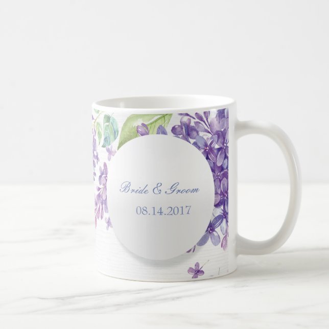 Caneca De Café Primavera Lilac Flower Blossom-Floral Casamento (Direita)