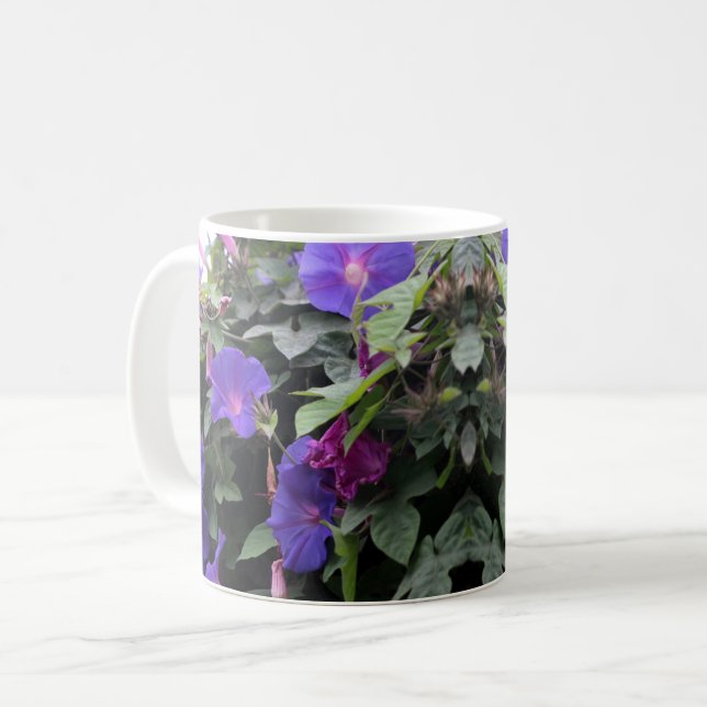 Caneca De Café Primavera Morning Glories in Blue (Frente Esquerda)