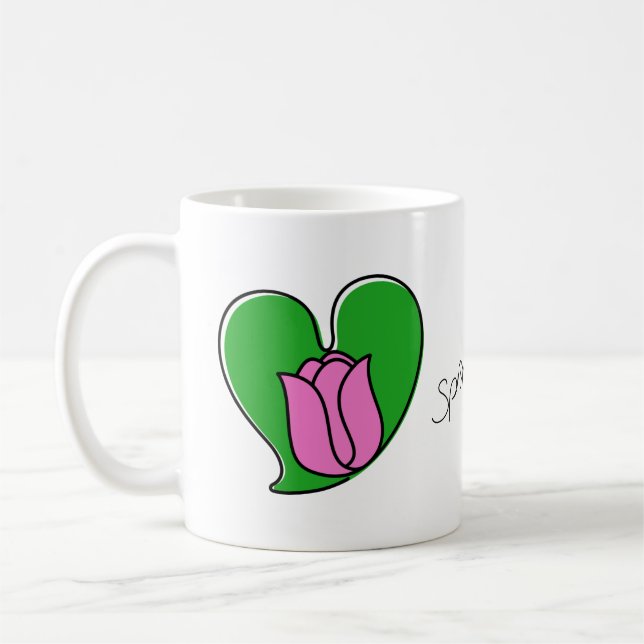 Caneca De Café Primavera no Amor - Tulipas Rosa (Esquerda)