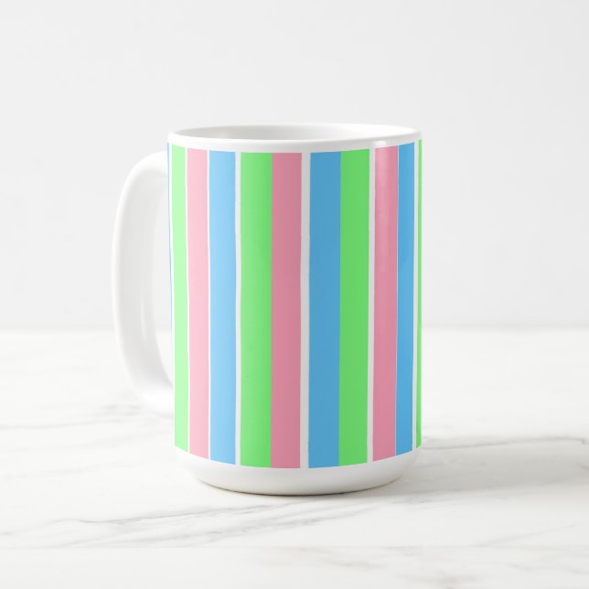 Caneca De Café Primavera Pastel Stripes (Frente Esquerda)