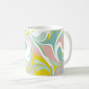 Caneca De Café Primavera Pastel Swirls   Abstrato Marbling Design