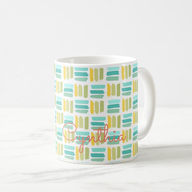 Caneca De Café Primavera Pattern Summer Colorir NOME Artisan (Frente Esquerda)