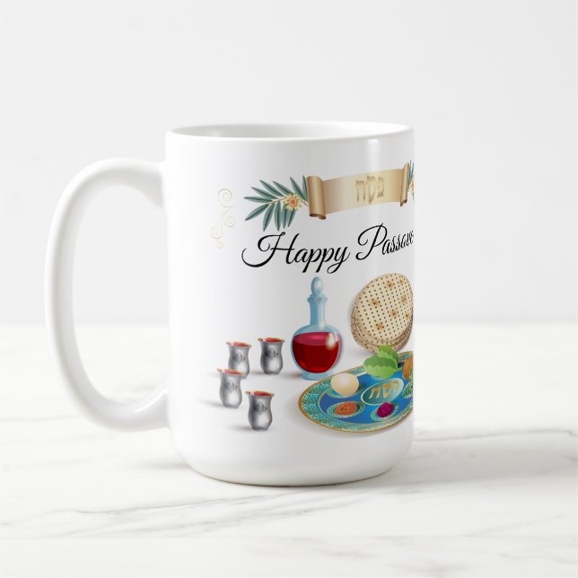 Caneca De Café Primavera Pesach Seder de Passagem Feliz (Esquerda)