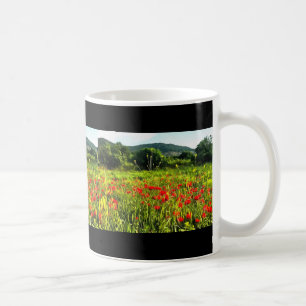 Caneca De Café Primavera Poppies Meadow e Mountain Landscape