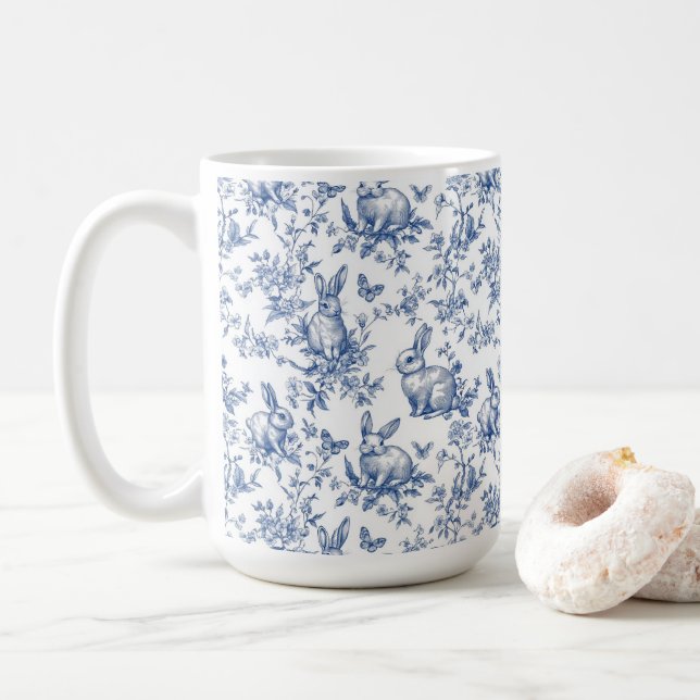 Caneca De Café Primavera Rabbits Chinoiserie Patterno (Com Donut)