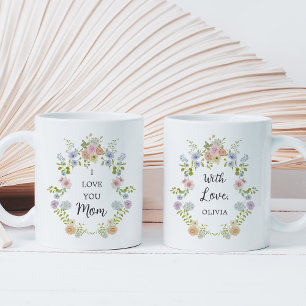 Caneca De Café Primavera Selvagens coloridas   Amo-Te Mãe