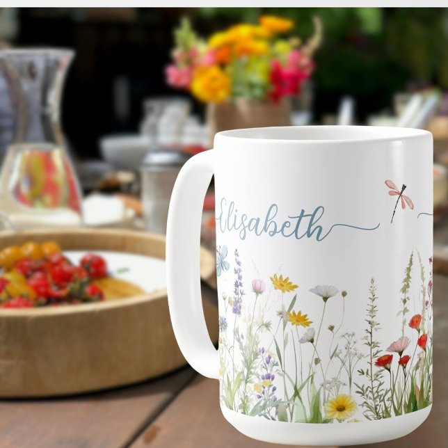 Caneca De Café Primavera Summer Wildflower Nome do script Mug (Criador carregado)