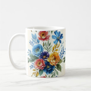 Caneca De Café Primavera Watercolor Floral Impressão