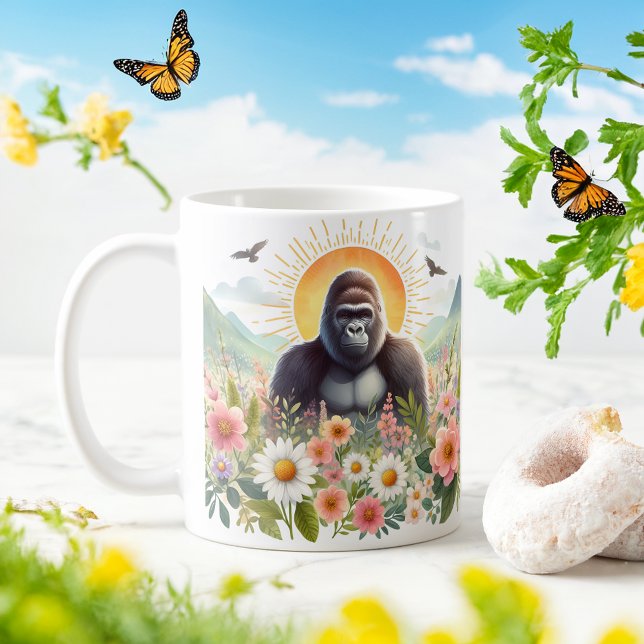Caneca De Café Primavera Watercolor Gorilla - Kid Mug (Criador carregado)