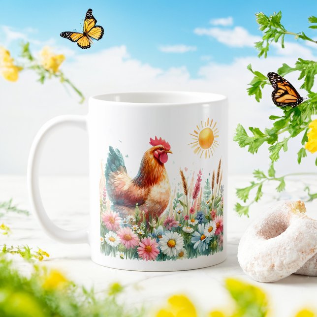 Caneca De Café Primavera Watercolor Hen - Kid Mug (Criador carregado)