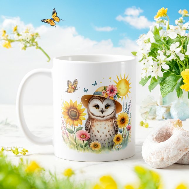 Caneca De Café Primavera Watercolor Owl - Kid Mug (Criador carregado)
