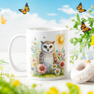 Caneca De Café Primavera Watercolor Owl - Kid Mug