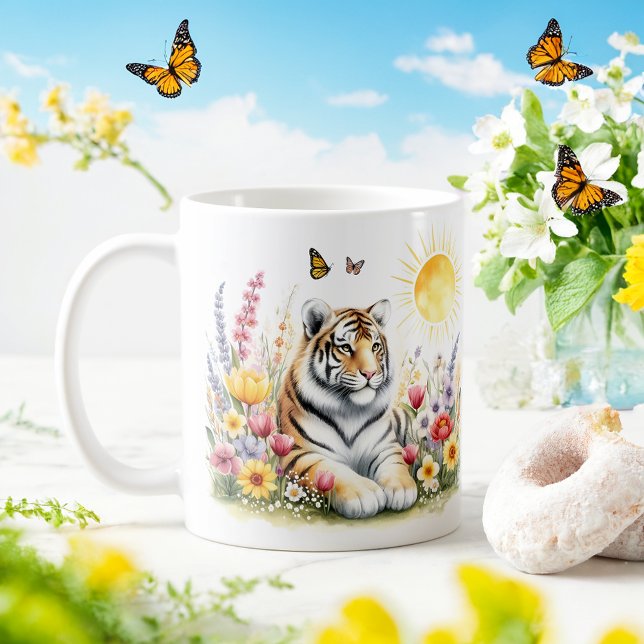 Caneca De Café Primavera Watercolor Tiger - Kid Mug (Criador carregado)
