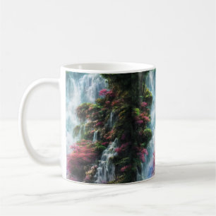 Caneca De Café Primavera Waterfall Montanha Rosa Flores 11