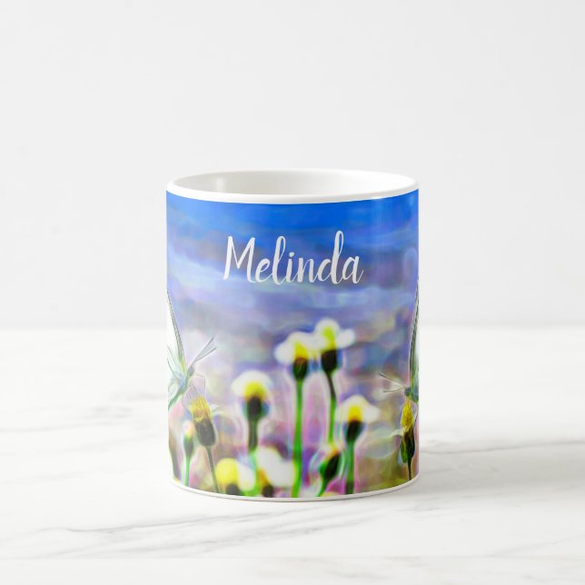 Caneca De Café Primavera Yellow Flower Garden Butflies Blue Sky (Centro)