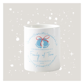 Caneca De Café Primeira Cama da Família de Natal - Azul