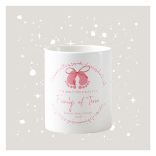 Caneca De Café Primeira Cama da Família de Natal - Rosa