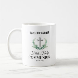 Caneca De Café Primeira comunhão da folha verde