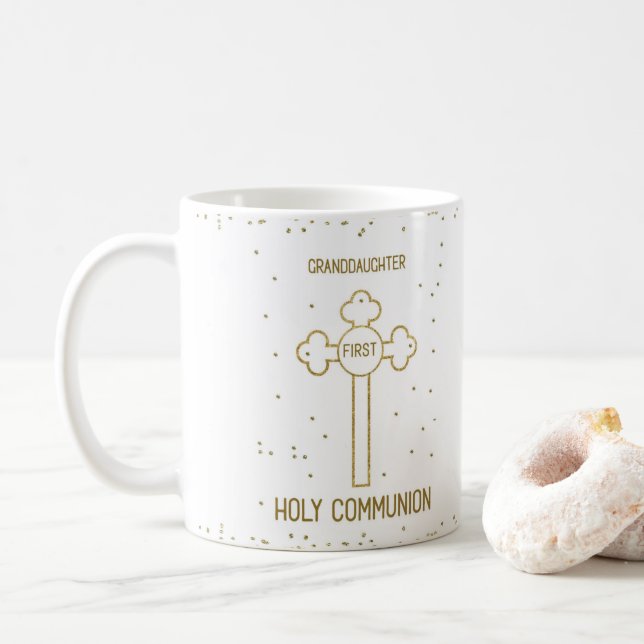 Caneca De Café Primeira Comunhão da Netas Cruz de Aparência Doura (Com Donut)