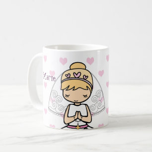 Caneca De Café Primeira menina de dia personalizada do comunhão