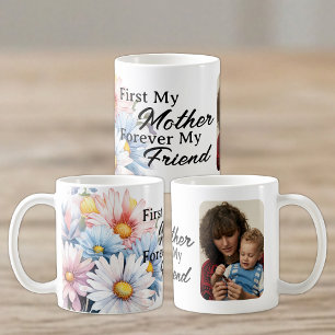 Caneca De Café Primeira minha mãe 1 foto gerbera flores branca