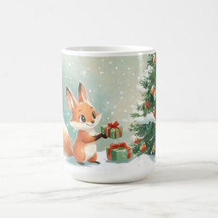 Caneca De Café Primeira Nevasca da Raposa junto à Árvore de Natal